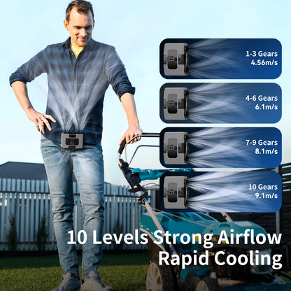 Outdoor Portable Waist Fan with Dual Air Outlet for Cooling | BlackForg3