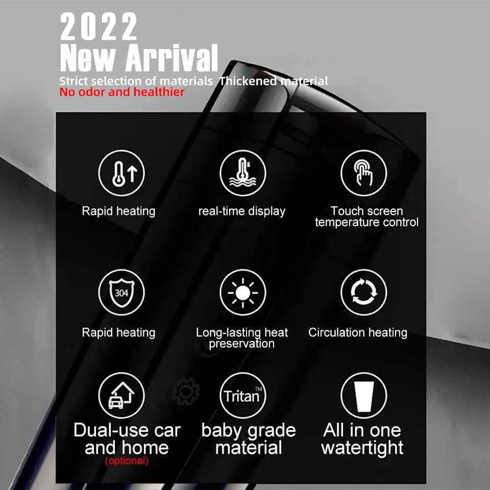 Smart LCD Display Travel Coffee Mug Warmer for Home and Office | BlackForg3