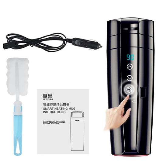 Smart LCD Display Travel Coffee Mug Warmer for Home and Office | BlackForg3