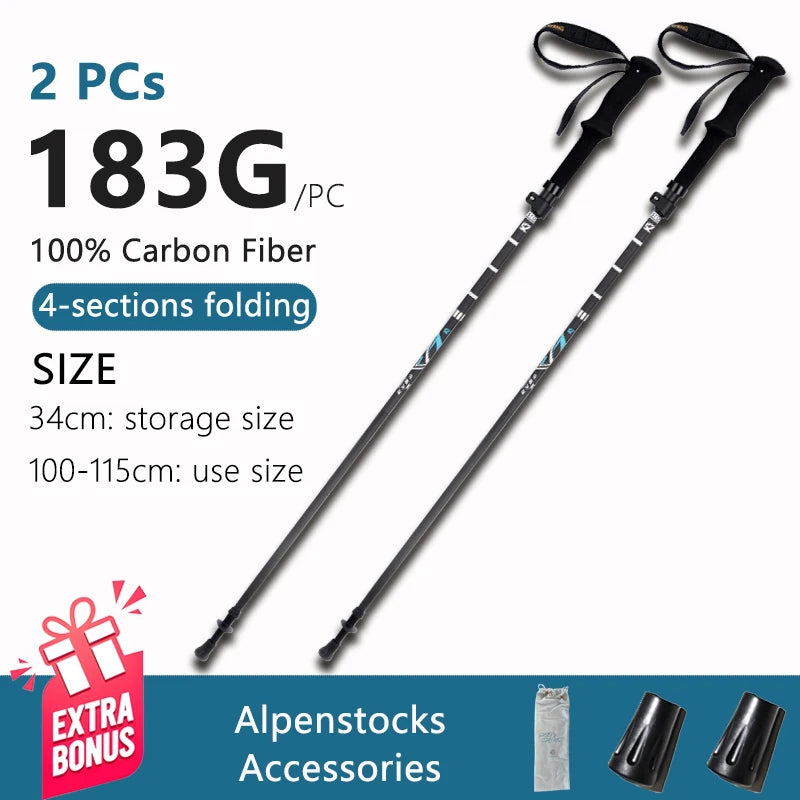Ultralight Carbon Fiber Trekking Poles Stick