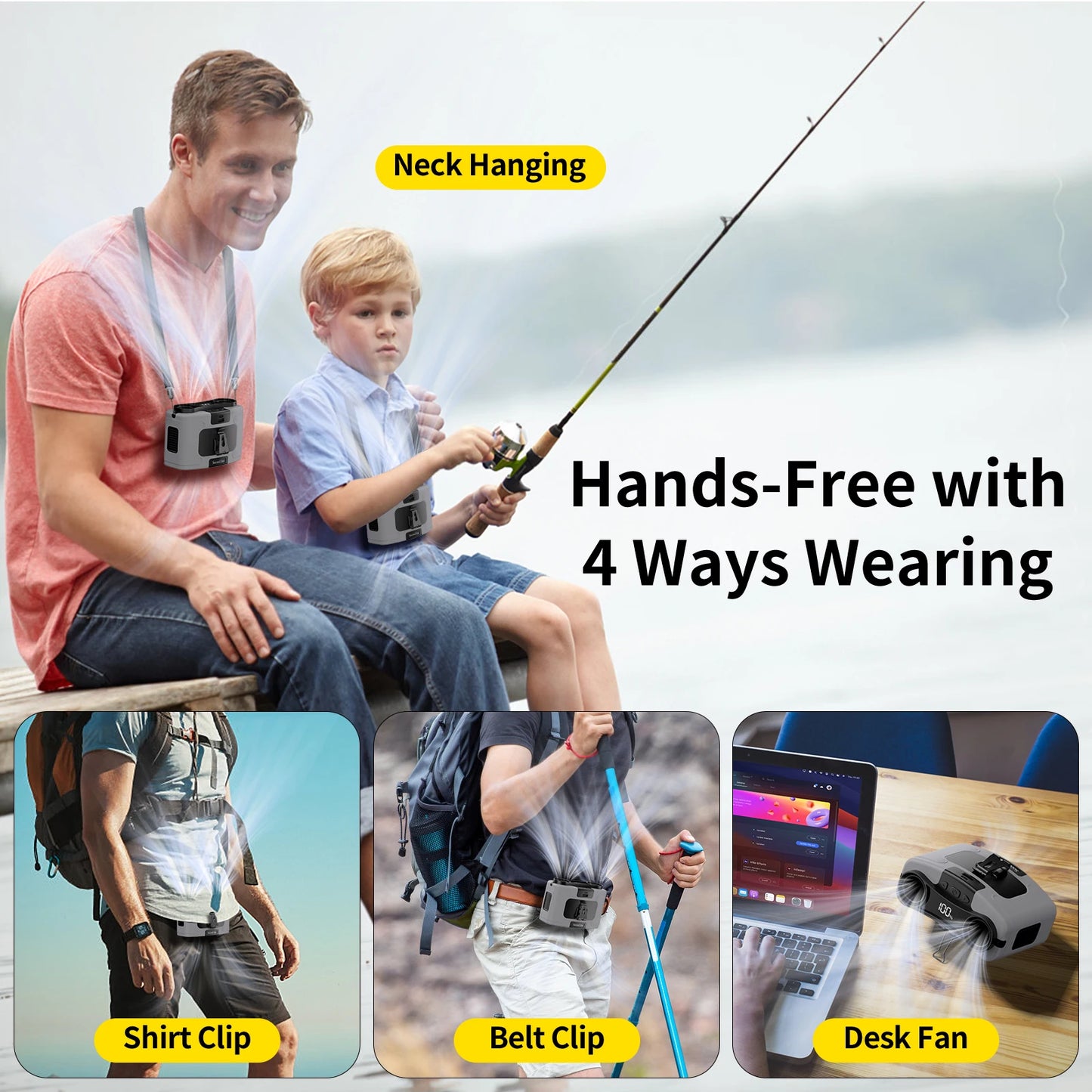 Hands-Free USB Rechargeable Waist Fan for Hot Weather | BlackForg3