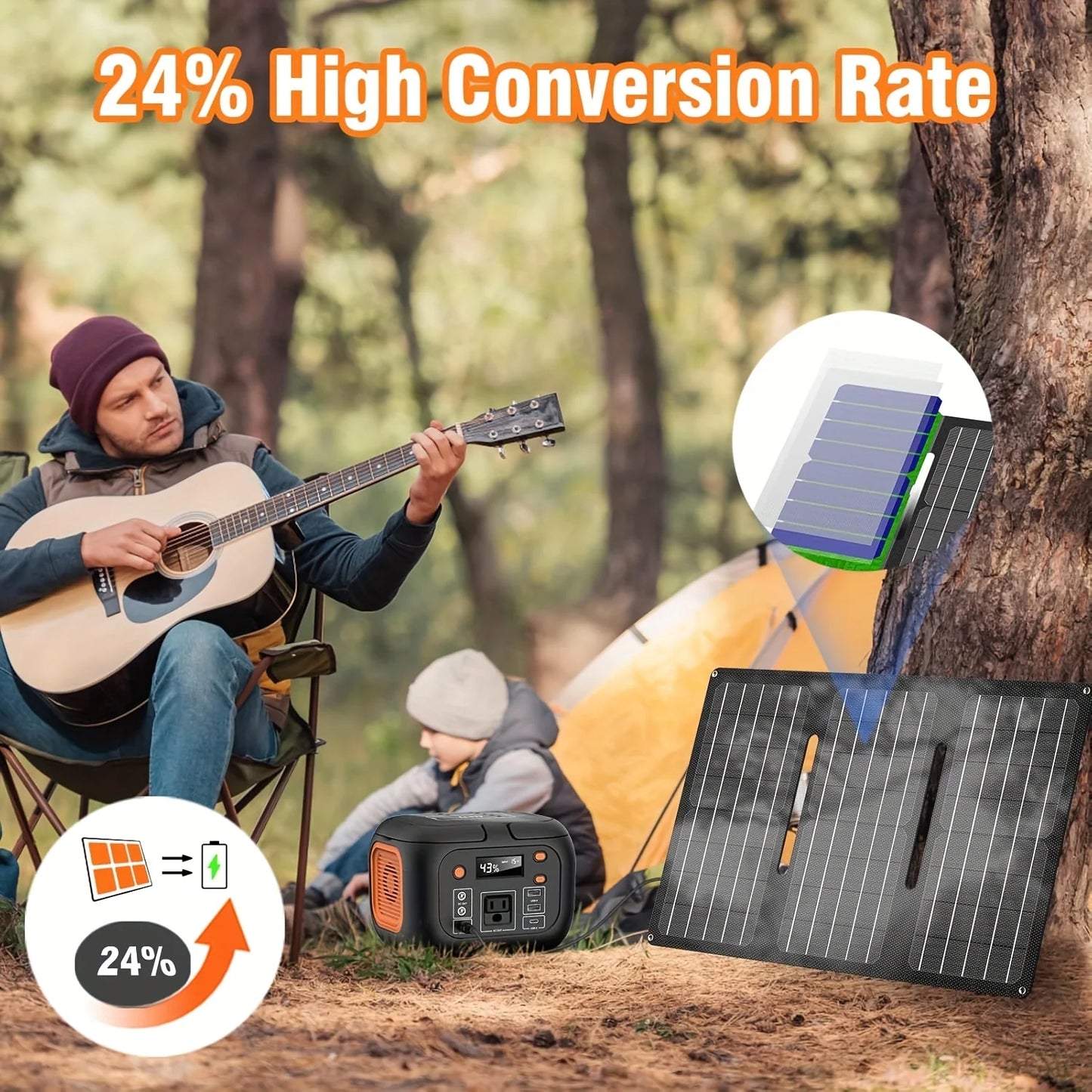 Portable Power Station with 30W Solar Panel