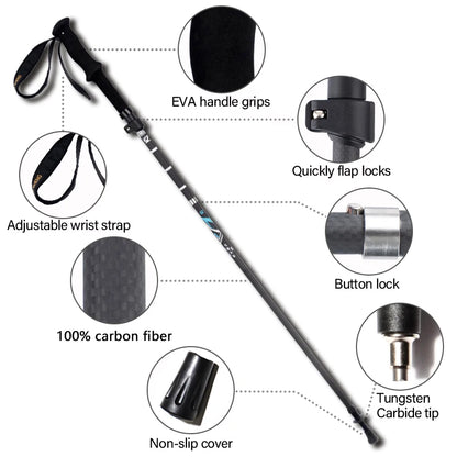 Ultralight Carbon Fiber Trekking Poles Stick